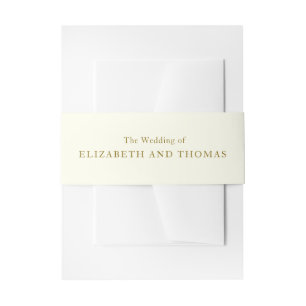 Traditional personalise gold and ivory wedding invitation belly band