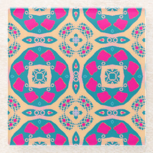 Traditional, Peruvian patchwork, tile pattern Glass Coaster