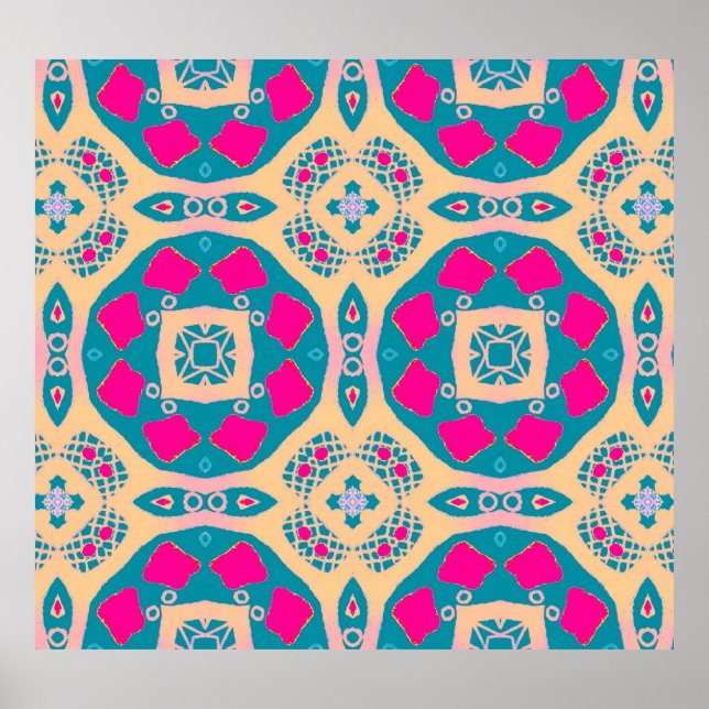 Traditional, Peruvian patchwork, tile pattern Poster (Front)