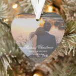 Traditional Photo Elegant First Christmas Ornament<br><div class="desc">Did you get married this year? Add a memory to your tree with this keepsake acrylic ornament with the message, "Married Christmas" in an elegant script font, over your photo. Use the template to add your names and date of your wedding. Add the same photo to both sides or a...</div>