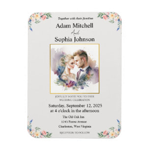 Traditional Photo Wedding Invite Magnet