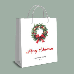 Traditional pine wreath Christmas bag with berries