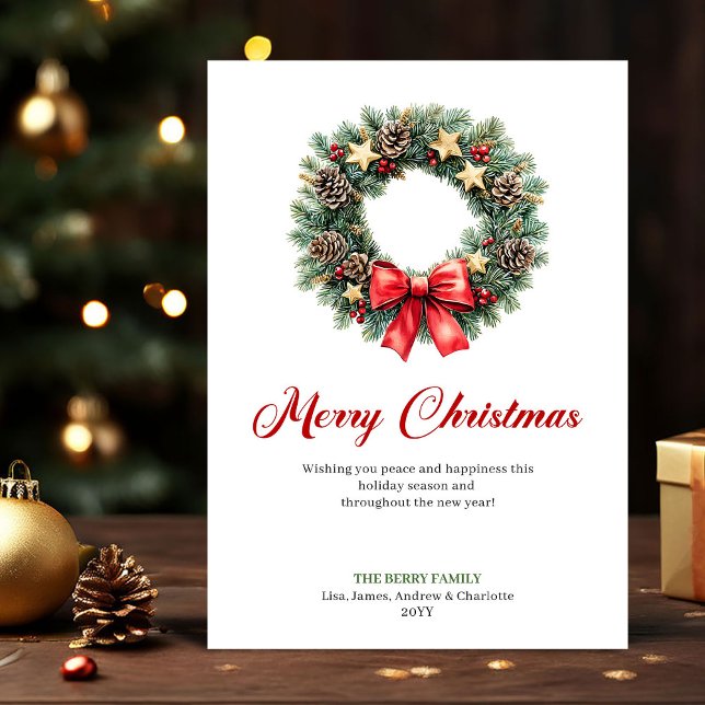 Traditional Pine Wreath Christmas Greeting Card (Traditional Pine Wreath Christmas Greeting Card)