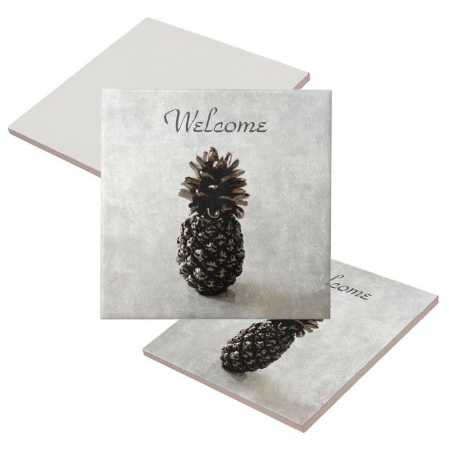 Traditional Pineapple Welcome Grey Tile (Creator Uploaded)