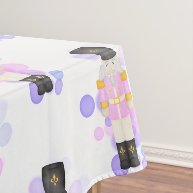 Traditional Pink & Lilac Christmas Nutcracker Tablecloth (In Situ)