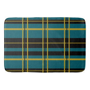 Traditional Plaid Black, Butter Cream, Dark Tea; Bath Mat