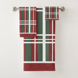 Traditional Plaid Christmas Shades  Bath Towel Set
