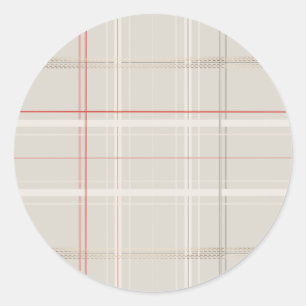 Traditional Plaid Cosy Cabin Beige Gold Christmas Classic Round Sticker