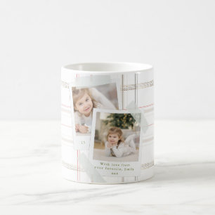 Traditional Plaid Cosy Cabin White Check Photos Coffee Mug