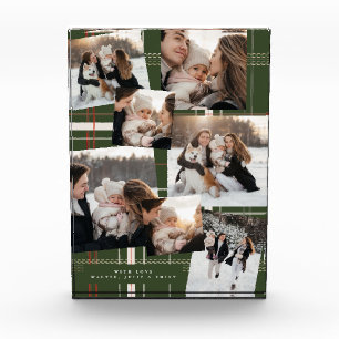 Traditional Plaid Cosy Green Christmas Gift 8 Photo Block