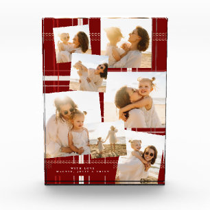 Traditional Plaid Cosy Red Christmas Gift Multi 8 Photo Block