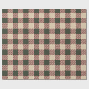 Traditional plaid green red and beige wrapping paper