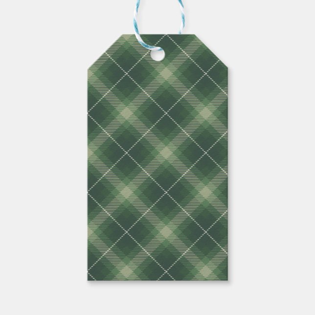 Traditional plaid in green. gift tags (Front)