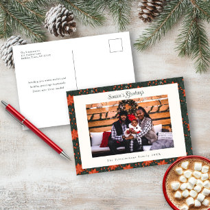 Traditional Poinsettia Christmas Photo Postcard