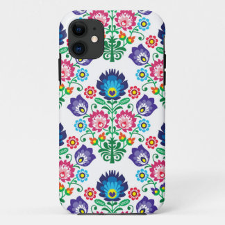Traditional Polish floral folk embroidery pattern iPhone 11 Case