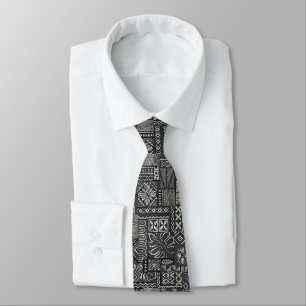 Traditional Polynesian Tapa Cloth Pattern Tie