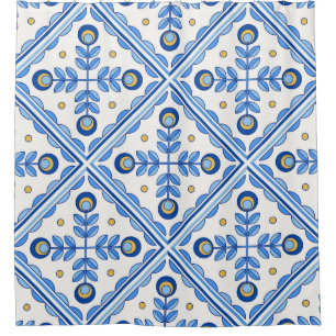 Traditional Portugal Lisbon azulejo ceramic tiles. Shower Curtain