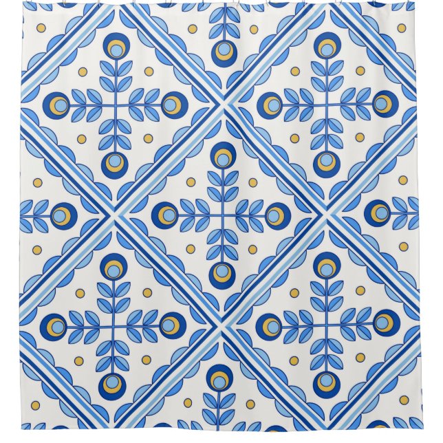Traditional Portugal Lisbon azulejo ceramic tiles. Shower Curtain (Front)