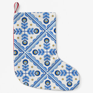 Traditional Portugal Lisbon azulejo ceramic tiles. Small Christmas Stocking