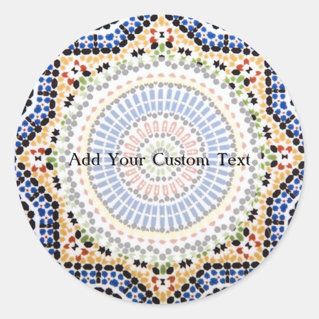 Traditional Portuguese Azulejo Tile Pattern Classic Round Sticker (Front)