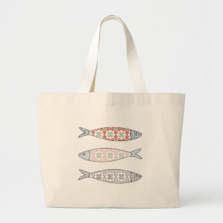 Traditional Portuguese icon. Colored sardines Large Tote Bag