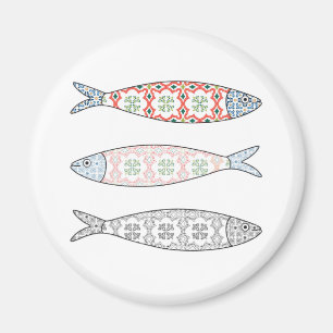 Traditional Portuguese icon. Colored sardines Magnet