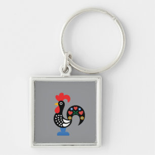Traditional Portuguese Rooster of Barcelos Folk Ar Key Ring
