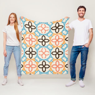 Traditional Portuguese Spanish Moroccan Mosaic Fleece Blanket