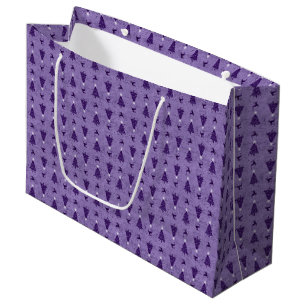 Traditional Purple Christmas Trees & Reindeer Large Gift Bag
