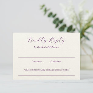 Traditional Purple Elegant Wedding RSVP Card