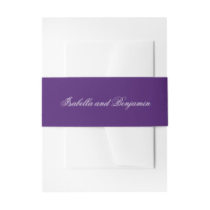 Traditional Purple Formal Elegant Wedding Invitation Belly Band