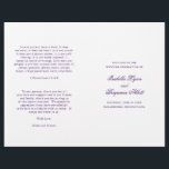Traditional Purple Formal Elegant Wedding Program<br><div class="desc">Classic style folded Wedding Program with accent words in an elegant calligraphy typography. The front has your event details, the inside has your wedding party and order of ceremony. The back has a template for your message / quotes. All text is royal purple over a white background and may be...</div>