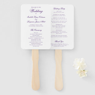 Traditional Purple Formal Elegant Wedding Program Hand Fan