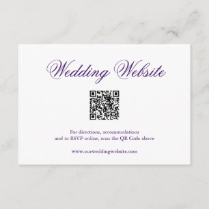 Traditional Purple Formal QR Code Elegant Wedding Enclosure Card