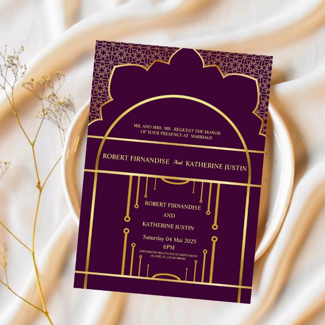 Traditional purple GOLD Mandala Indian Wedding Invitation (Creator Uploaded)