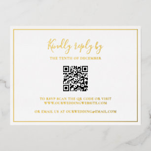 Traditional QR Code Elegant Wedding Foil SVP Card