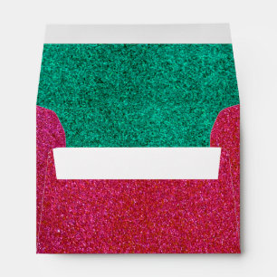Traditional Red and Green Christmas Glitter Santa Envelope