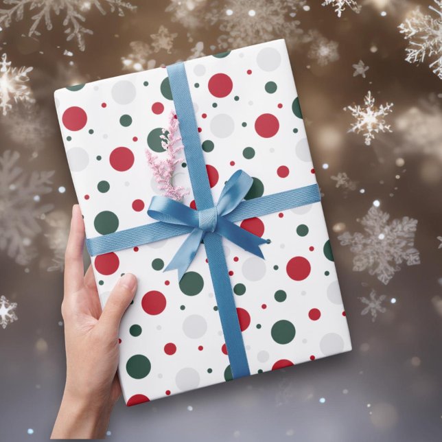 Traditional Red and Green Christmas Polka Dot  Wrapping Paper (Creator Uploaded)