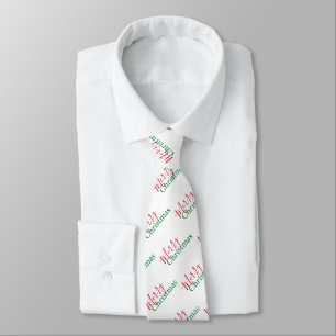 Traditional Red and Green Merry Christmas Tie
