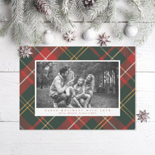 Traditional Red and Green Plaid Landscape Holiday Card