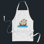 Traditional Red Chinese Junk Ship on Blue Waves Standard Apron<br><div class="desc">Protect your clothes in style with this striking apron showcasing a stylized Chinese junk ship graphic. The bold red boat and blue ocean waves create a beautiful nautical aesthetic that is perfect for summer barbecues, seafood boils, or everyday cooking in a coastal-themed kitchen. Made from durable material, this apron features...</div>