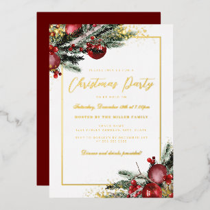 Traditional Red Foliage Frame Christmas Party