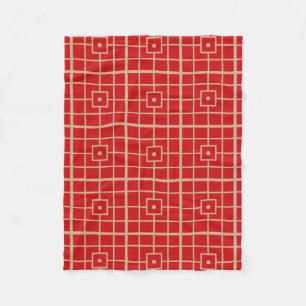 Traditional Red & Gold Chinese Geometric Pattern Fleece Blanket
