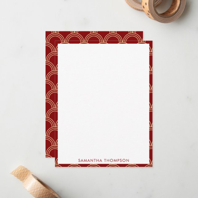 Traditional Red & Gold Chinese Pattern Custom Name Card (Front/Back In Situ)