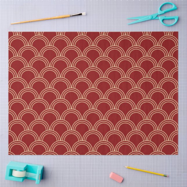 Traditional Red & Gold Chinese Pattern Tissue Paper (Craft)