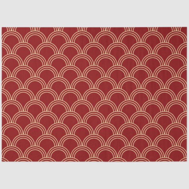 Traditional Red & Gold Chinese Pattern Tissue Paper (Front)