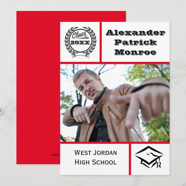 Traditional Red - Graduation Announcement (Front/Back)