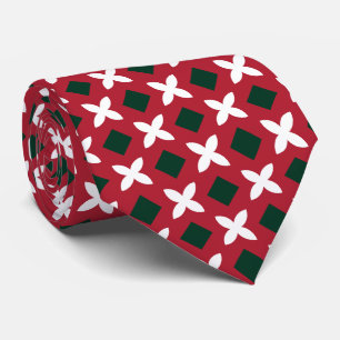 Traditional Red Green and White Christmas Pattern Tie