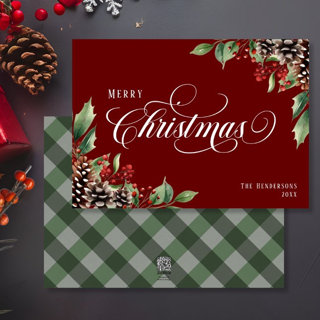 Traditional red green Christmas   Holiday Card (Creator Uploaded)