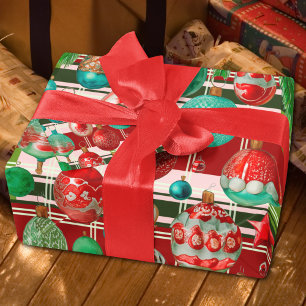 Traditional Red Green Plaid Holiday Wrapping Paper